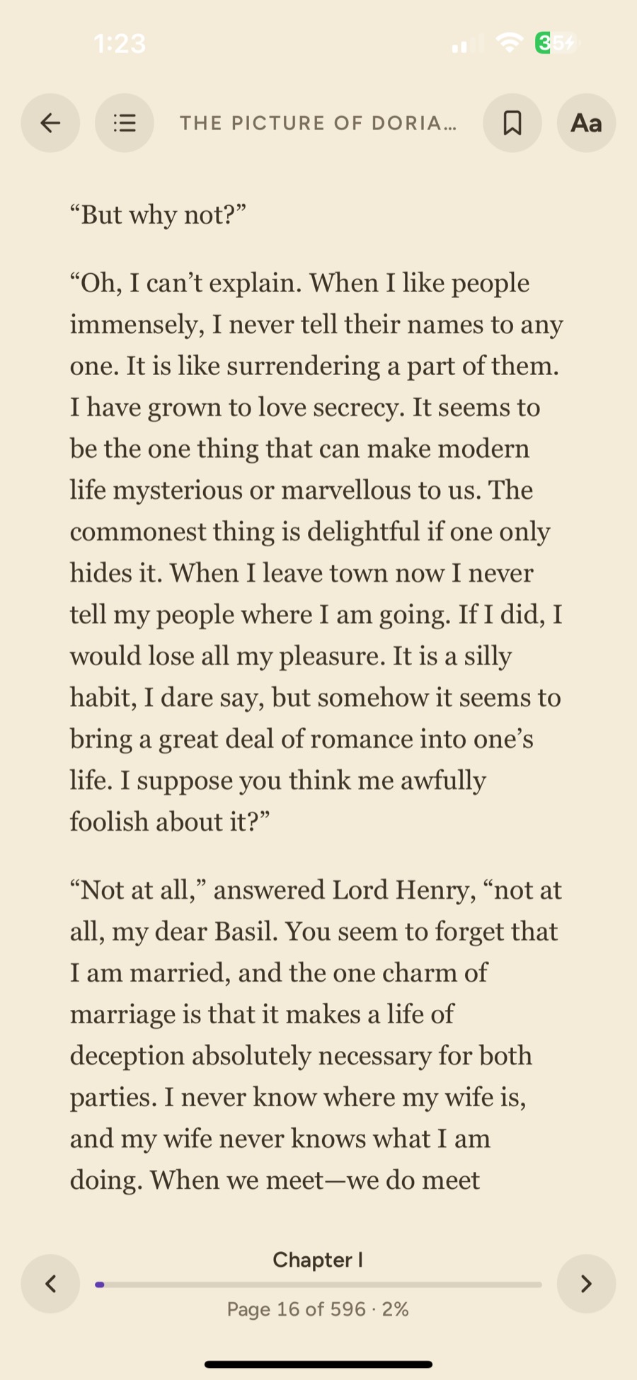 Reading a book on a phone