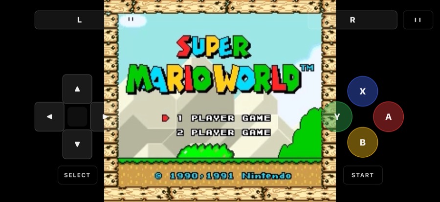 A game playing on a phone, with the buttons on the screen