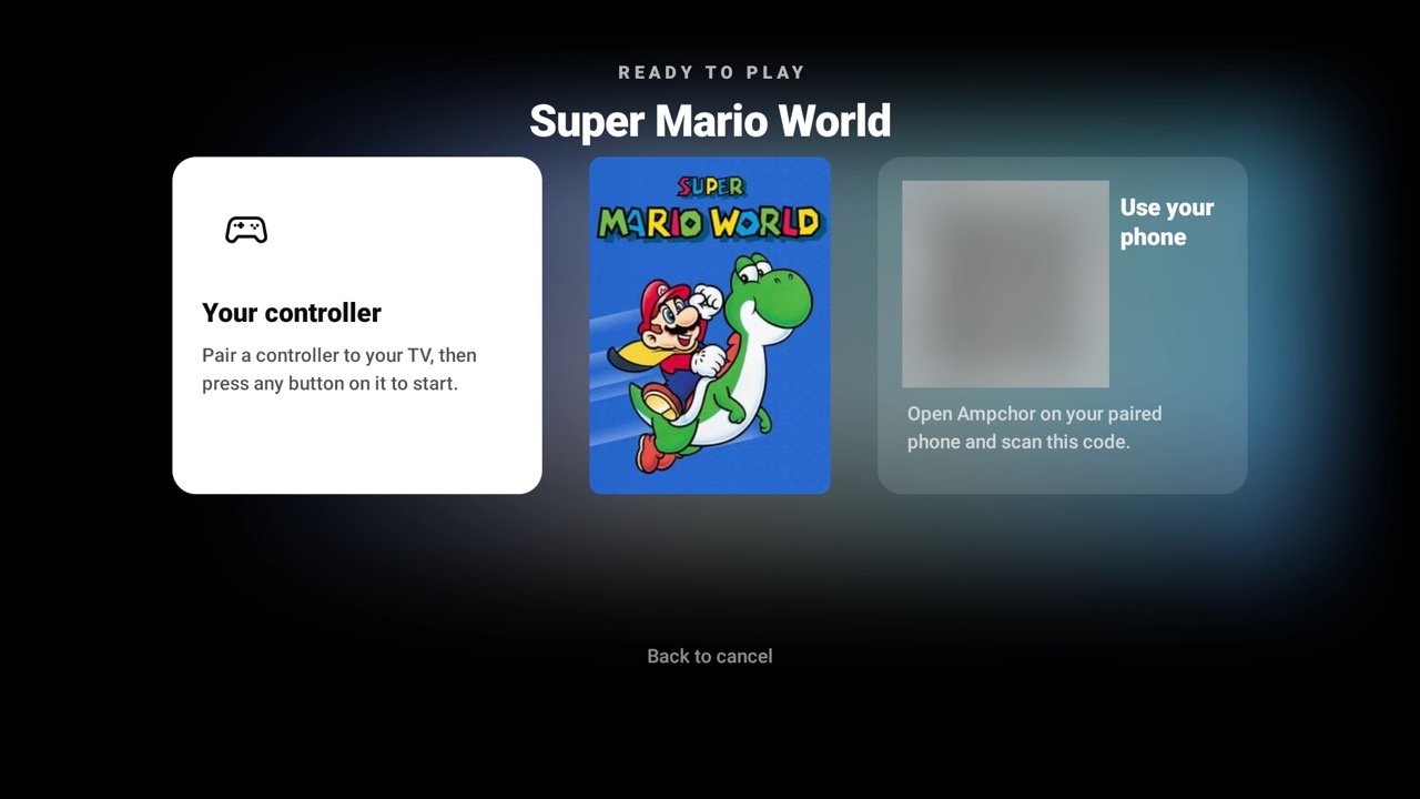 A game ready to play on a TV: pair a controller or use your phone