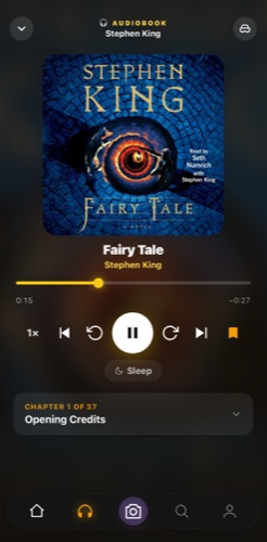 A chaptered audiobook player on the phone
